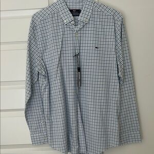 Vineyard Vines Classic Fit Blue and White Casual Button Down Shirt
